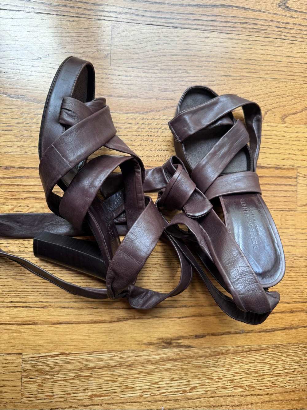 Bottega Veneta Brown Leather Wrap Sandals